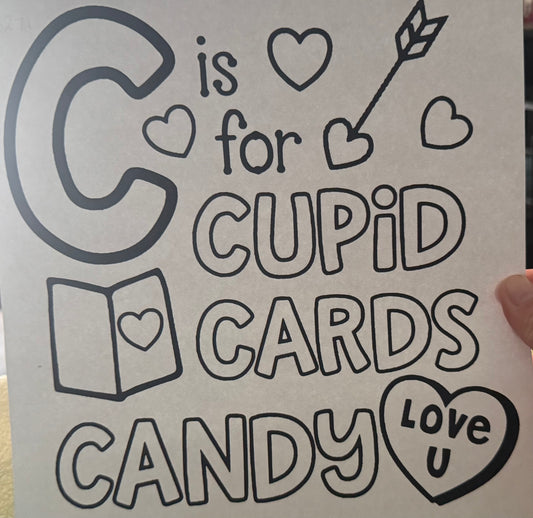 Screen Print Transfer Design S271- C is for Cupid Cards and Candy