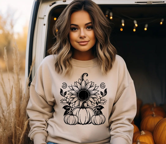 Screen Print Transfer Design S206-Pumpkin Sunflowers
