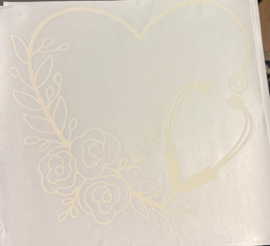 Screen Print Transfer Design S304- Stethoscope flower