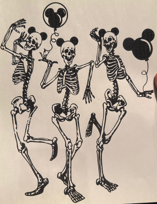 Screen Print Transfer Design S256- Skeleton Mouse