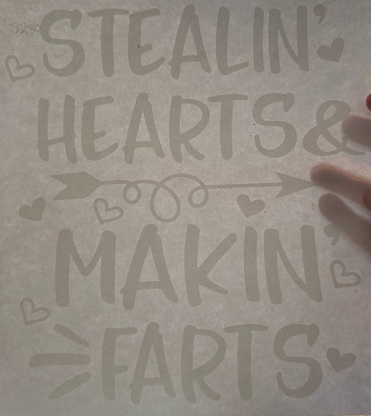 Screen Print Transfer Design S280- Stealin Hearts and Makin Farts