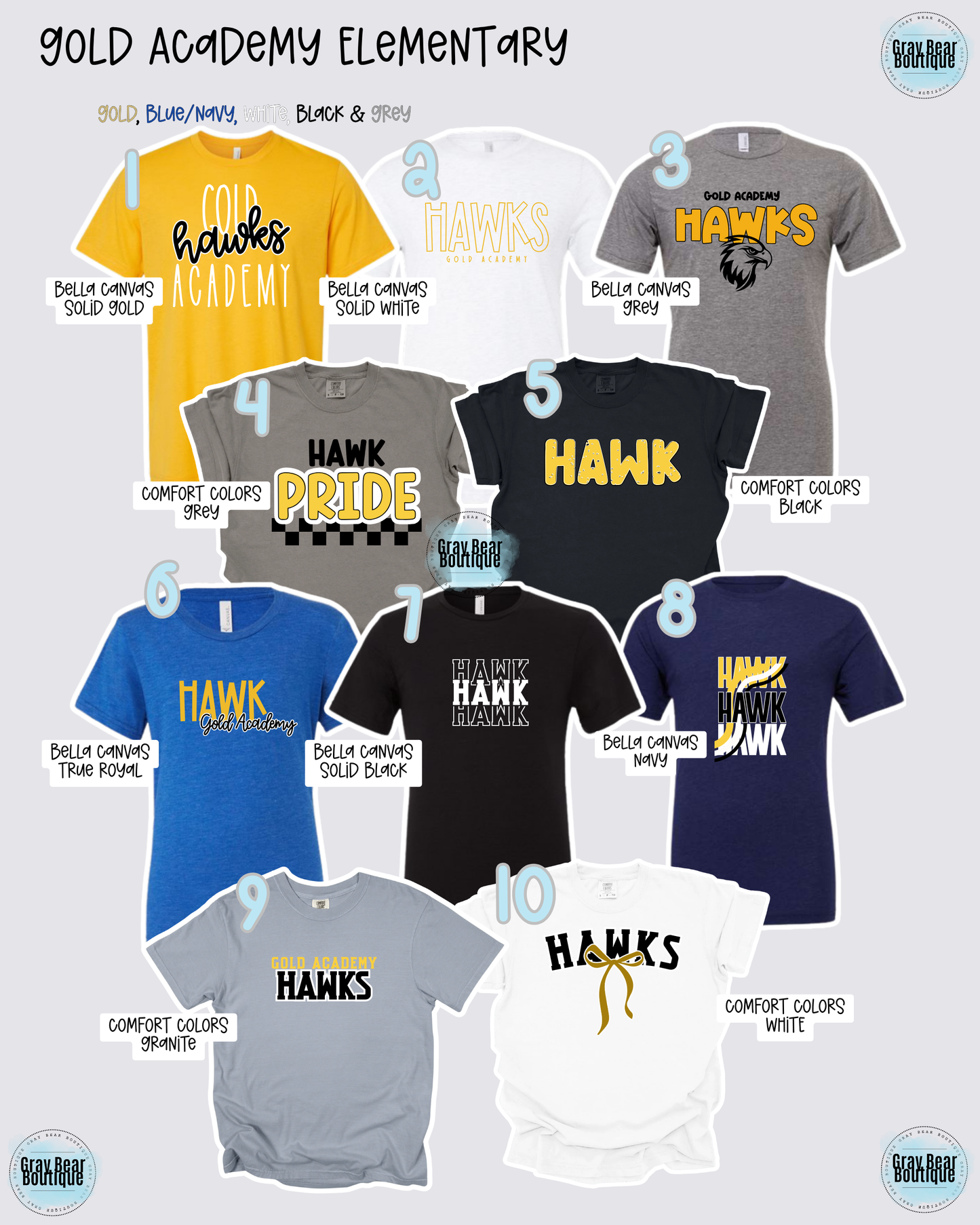 Gold Academy Elementary Spirit Wear