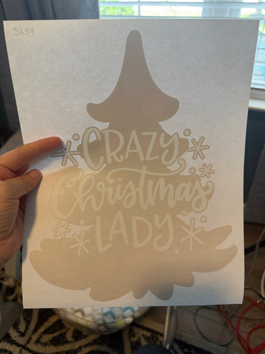 Screen Print Transfer Design S259- Crazy Christmas Lady