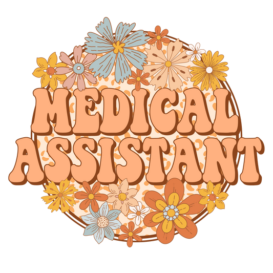 DTF Transfer Design D457- Medical Assistant Orange Flowers