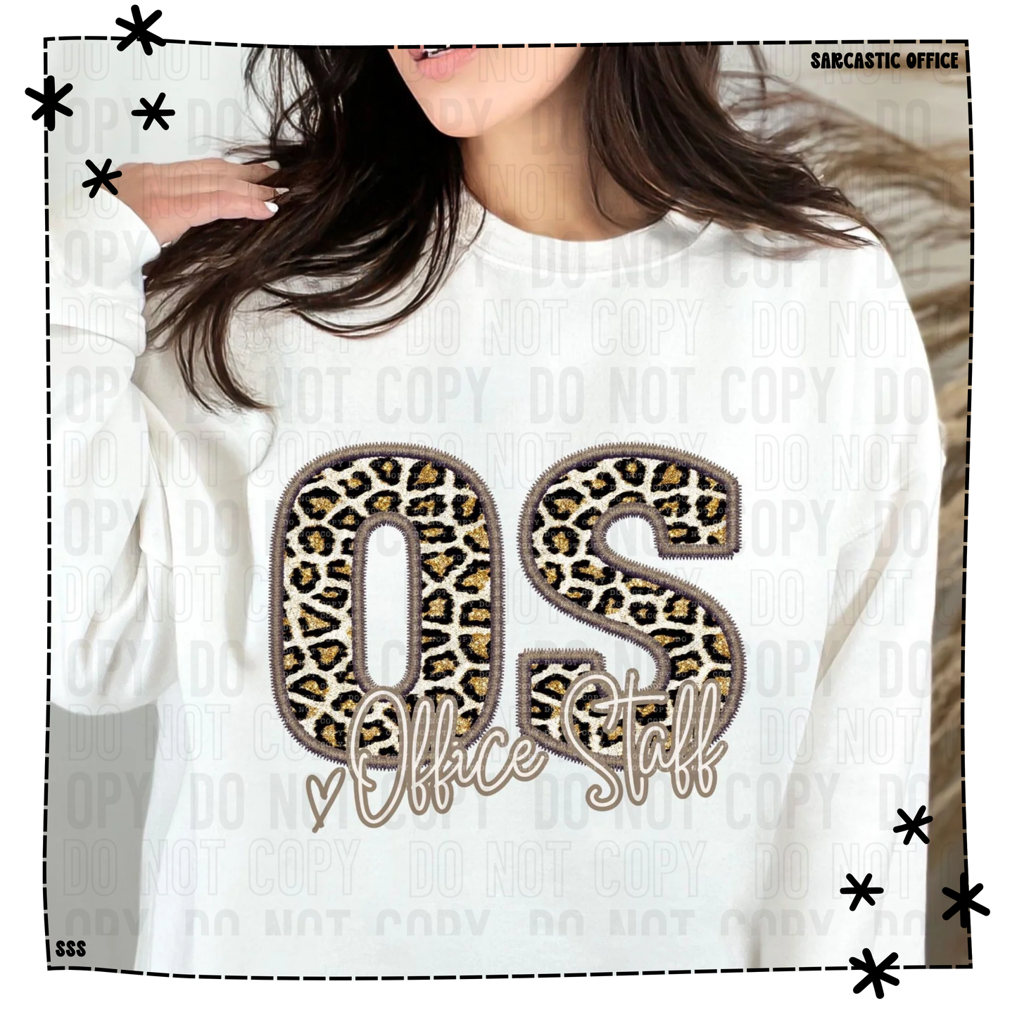 Office Staff Faux Embroidery Gold Leopard With Heart