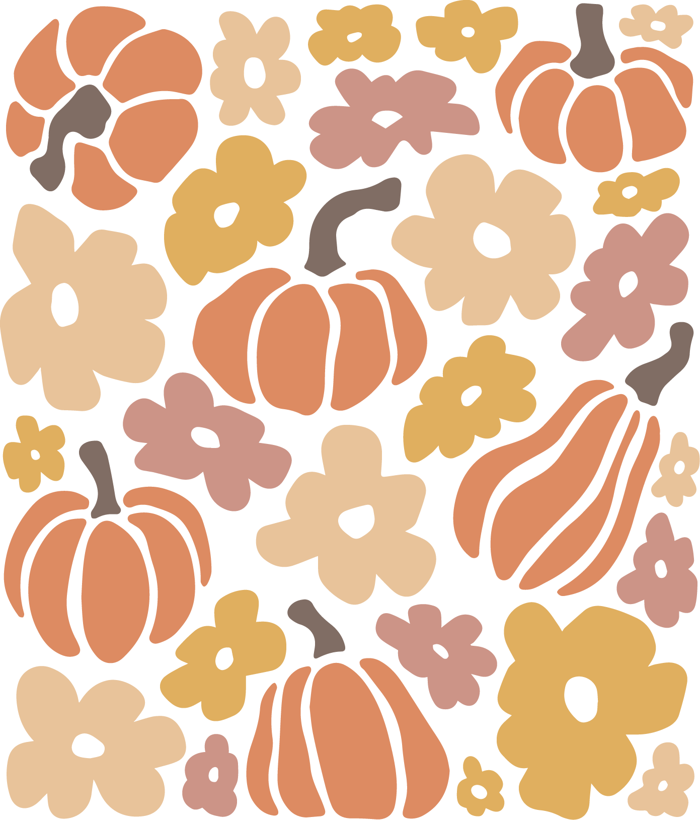 DTF Transfer Design D232-  Pumpkins and Little Flowers
