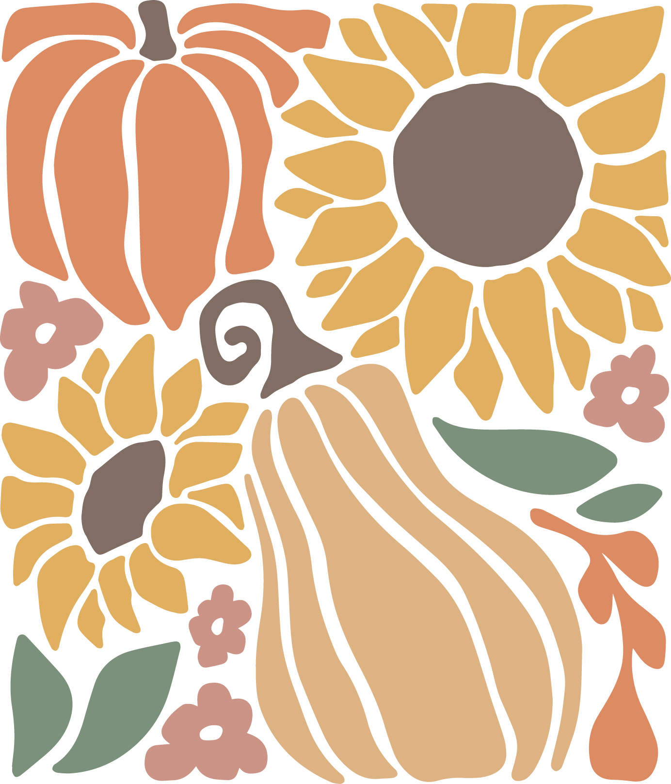 DTF Transfer Design D234- Pumpkins and Sunflowers
