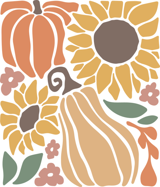 DTF Transfer Design D234- Pumpkins and Sunflowers