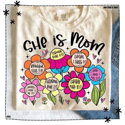 She Is Mom Affirmation Flowers