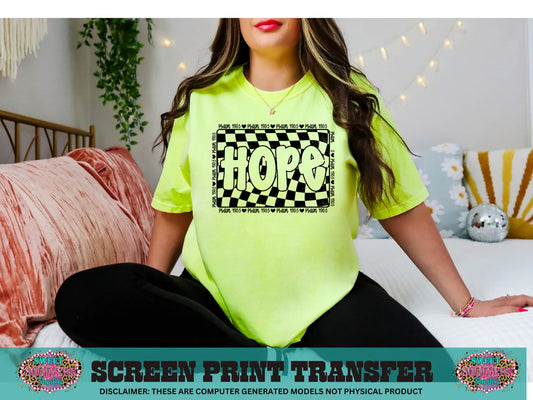 Screen Print Transfer Design S103- Hope Checkered