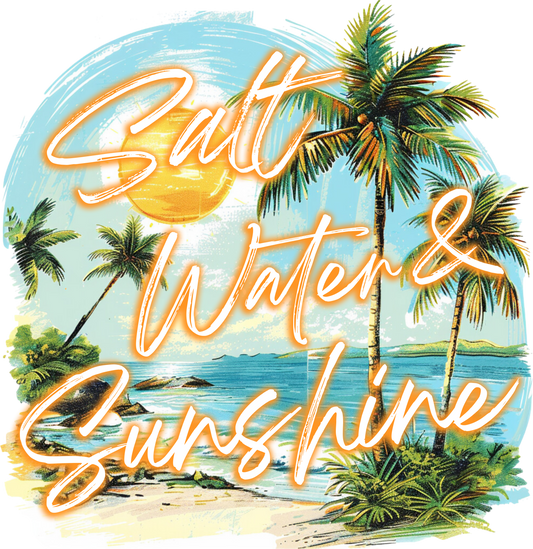 DTF Transfer Design D236- Salt Water and Sunshine Blue with Palm Trees